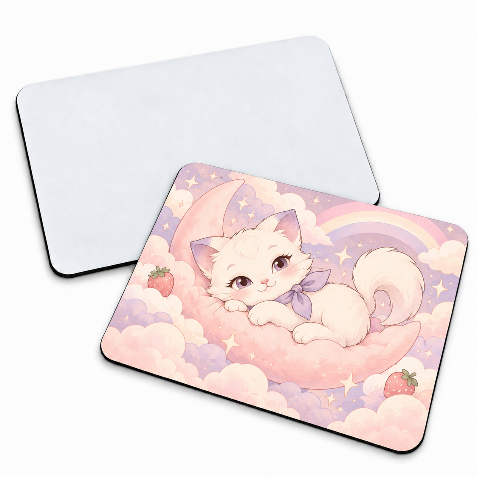 LIPUDAS Blank Sublimation Mouse Pads, White Surface, Black Backing, 22 × 18 / 24 × 20 cm, 5 or 50 Pack
