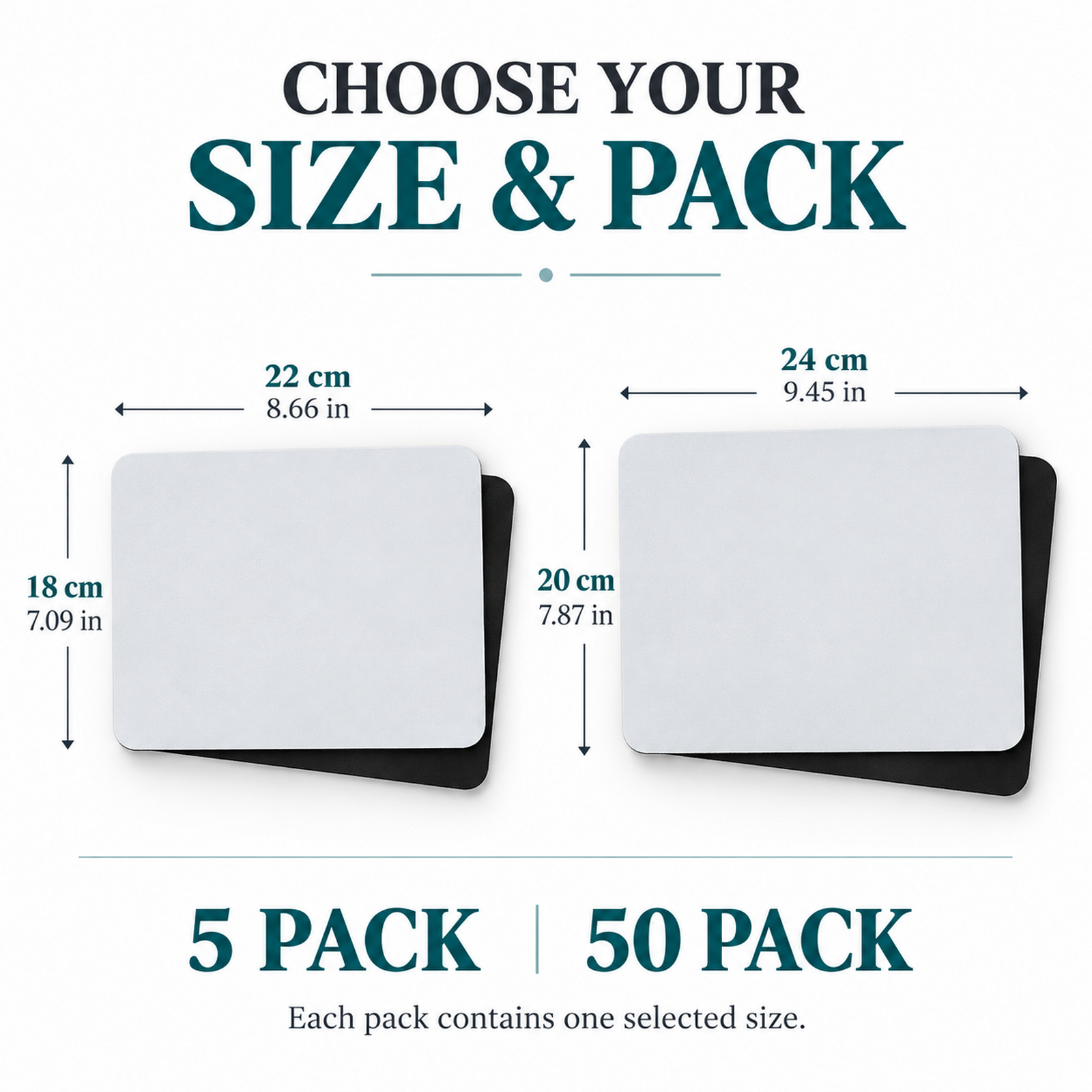 LIPUDAS Blank Sublimation Mouse Pads, White Surface, Black Backing, 22 × 18 / 24 × 20 cm, 5 or 50 Pack — photo 2