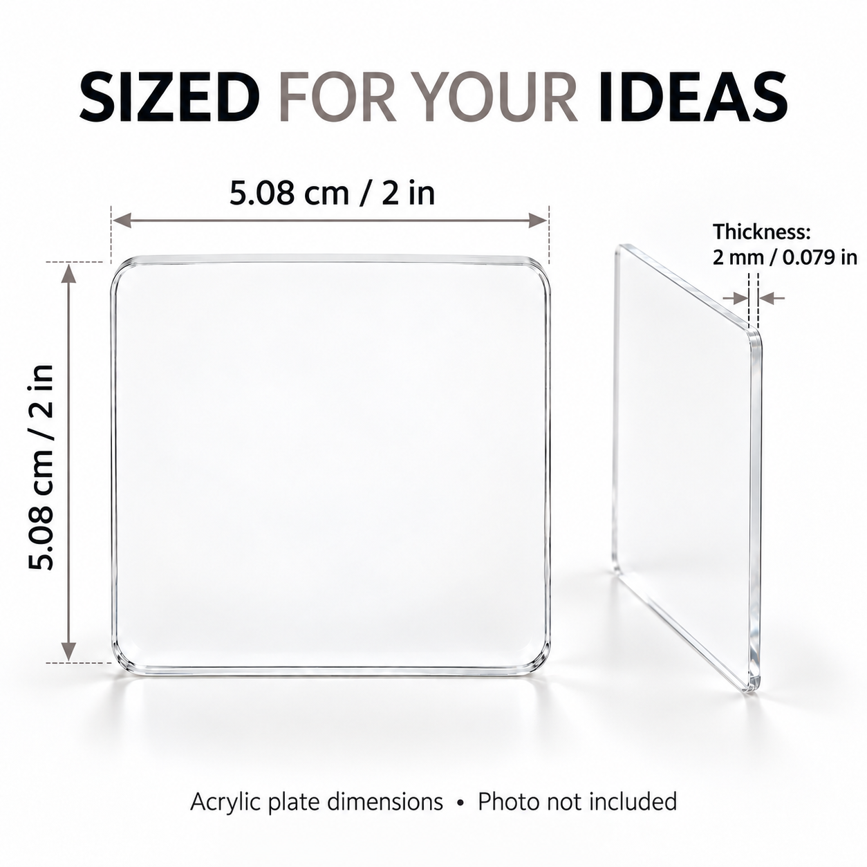LIPUDAS DIY Acrylic Fridge Magnet Kit, 100-Pack, 2 x 2 in (5.08 x 5.08 cm), 2 mm Thick — photo 3