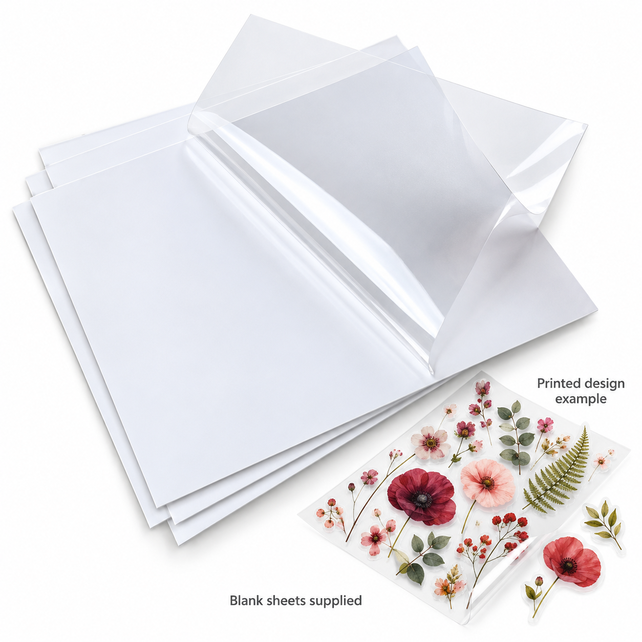 LIPUDAS Clear PET Inkjet Printable Sticker Sheets - A4, 10 / 50 Sheets