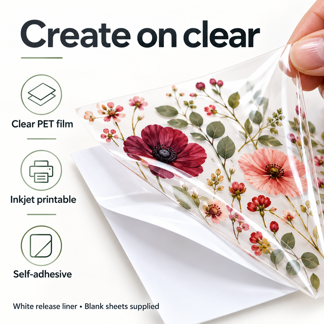LIPUDAS Clear PET Inkjet Printable Sticker Sheets - A4, 10 / 50 Sheets — photo 4