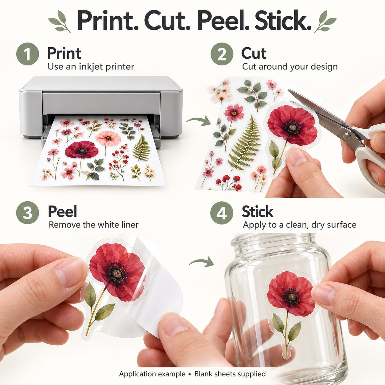 LIPUDAS Clear PET Inkjet Printable Sticker Sheets - A4, 10 / 50 Sheets — photo 5
