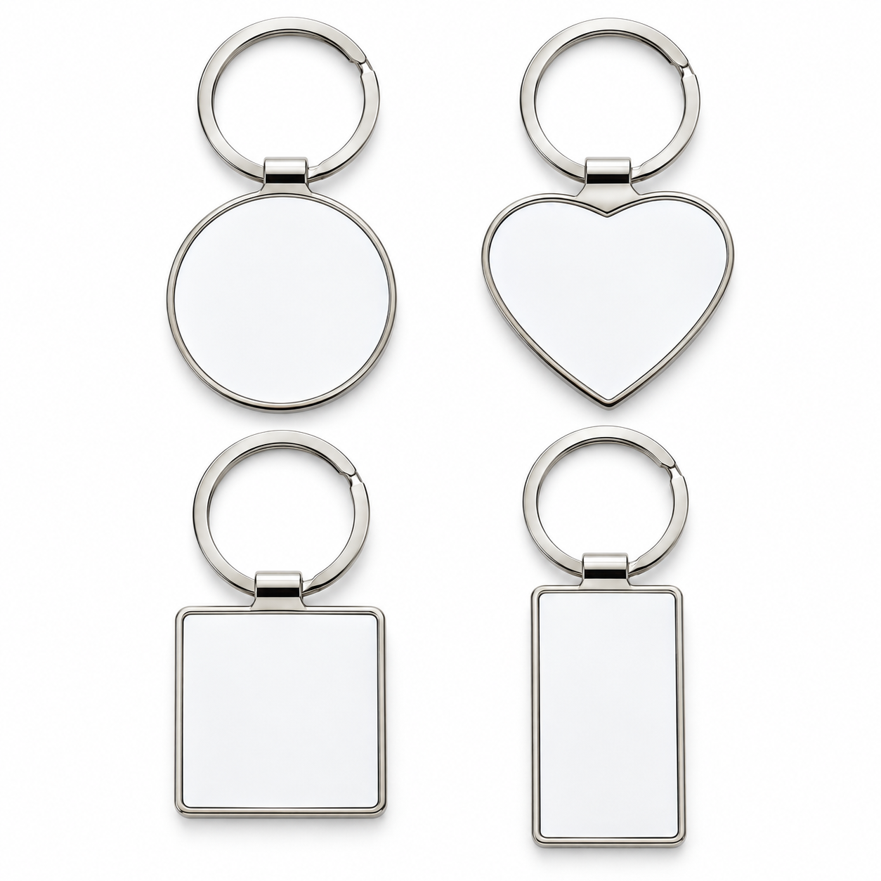 LIPUDAS Blank Double-Sided Sublimation Keychains, 10-Pack, Round / Heart / Square / Rectangle