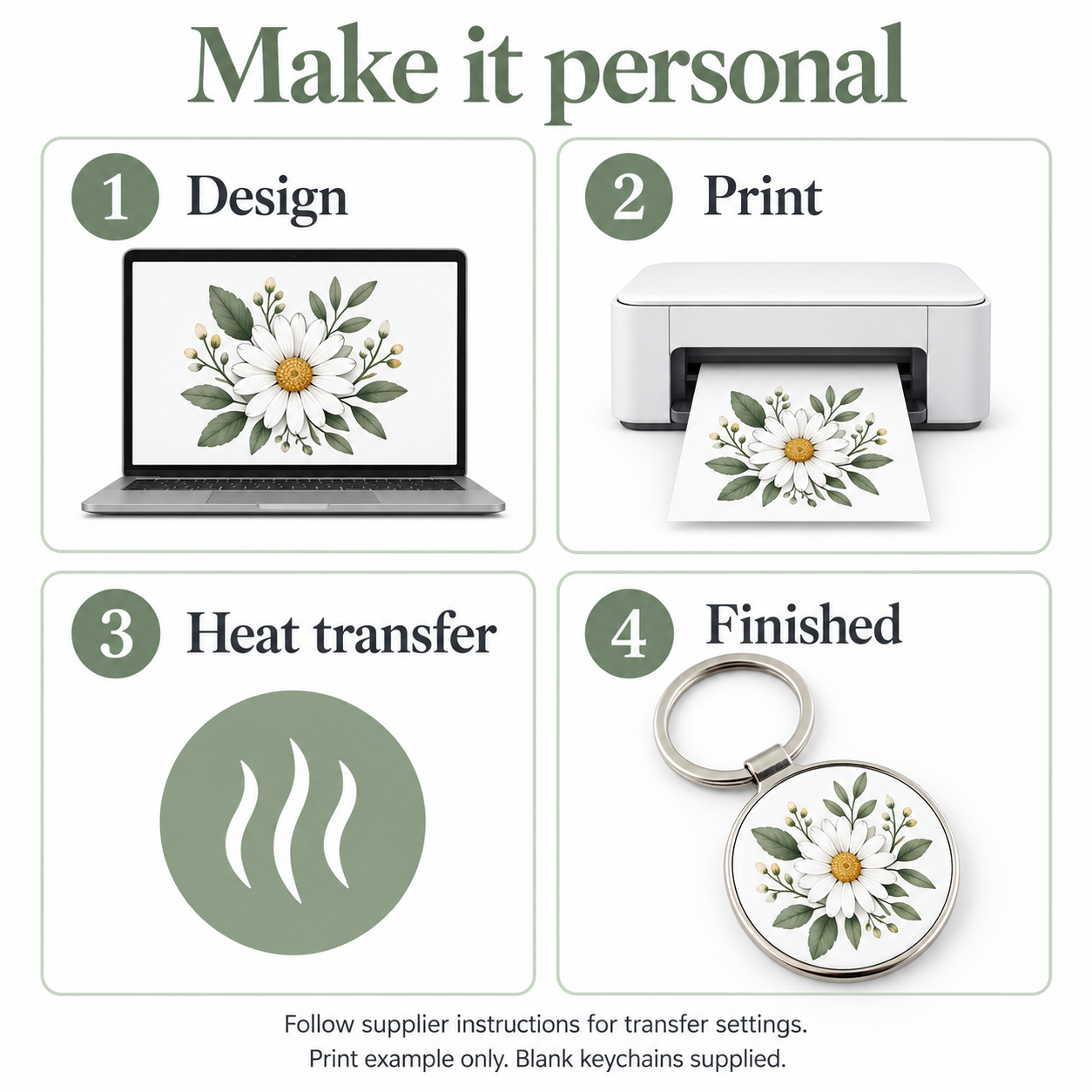 LIPUDAS Blank Double-Sided Sublimation Keychains, 10-Pack, Round / Heart / Square / Rectangle — photo 4