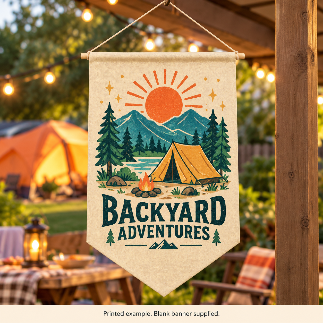 Beige Blank Waterproof Canvas Pentagon Hanging Banner for Heat Transfer – 30 × 45 cm, 1 Piece — photo 2