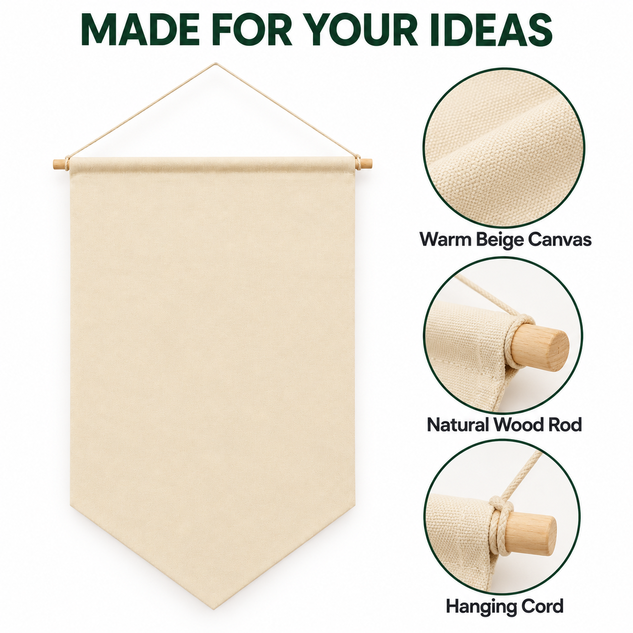 Beige Blank Waterproof Canvas Pentagon Hanging Banner for Heat Transfer – 30 × 45 cm, 1 Piece — photo 4